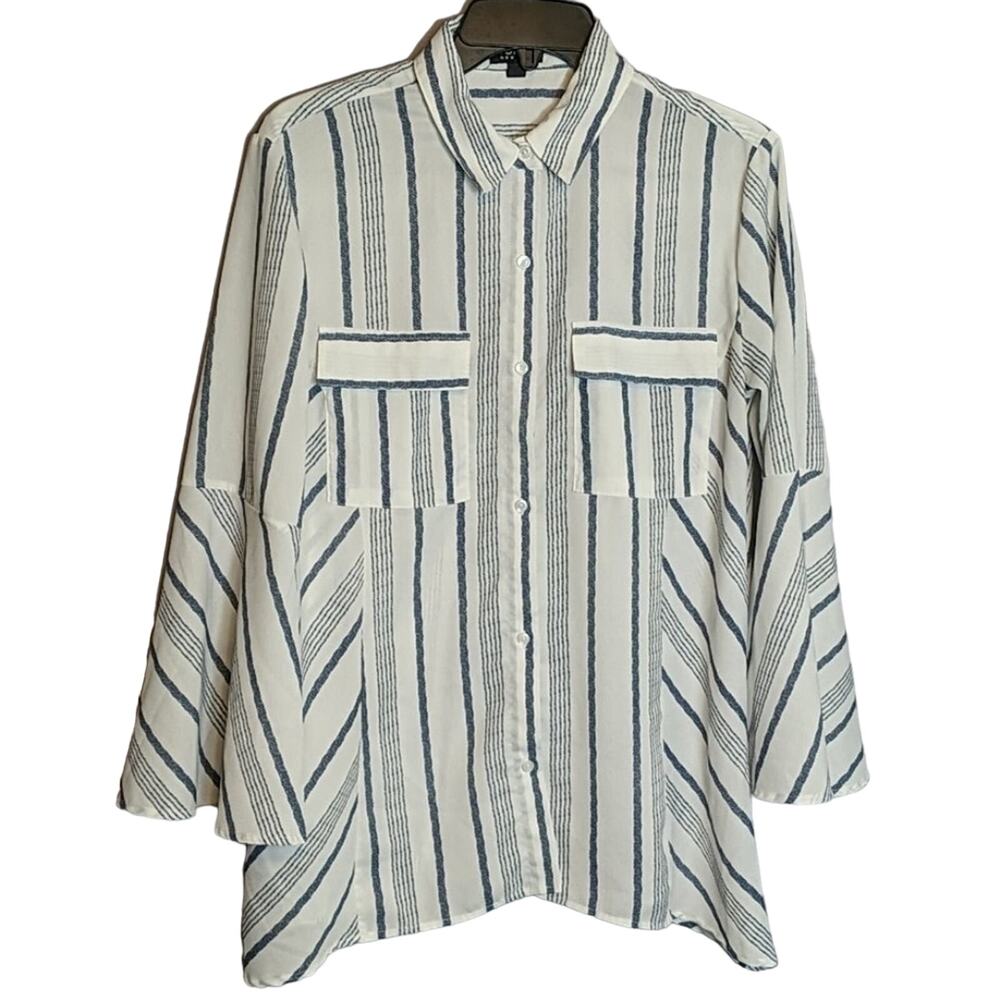 EUC JNY Blue/White Striped Blouse